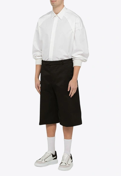 Alexander Mcqueen 4-pocketed Wide Leg Cotton Shorts In Black