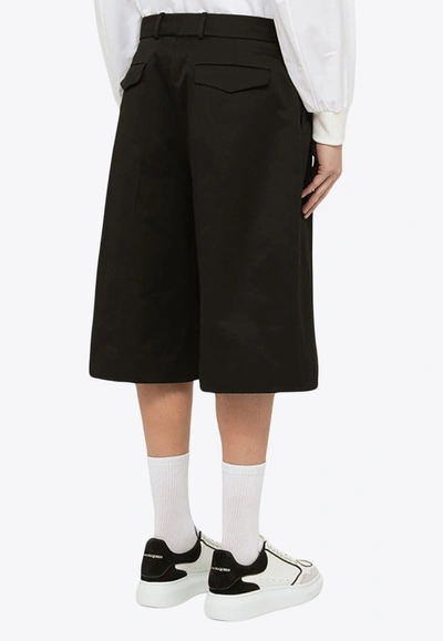 Alexander Mcqueen 4-pocketed Wide Leg Cotton Shorts In Black