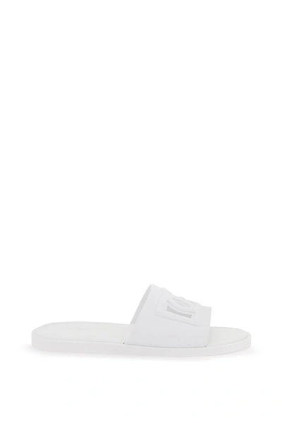 Shop Dolce & Gabbana Dg Rubber Slides Men In White