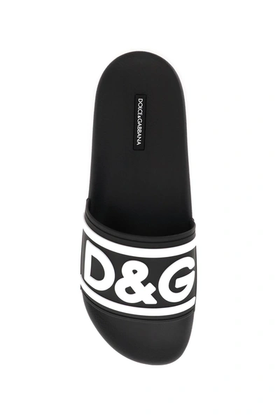 Shop Dolce & Gabbana Logo Rubber Slides Men In Black
