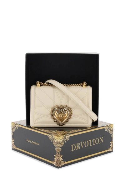 Shop Dolce & Gabbana Medium Devotion Bag In Quilted Nappa Leather Women In White