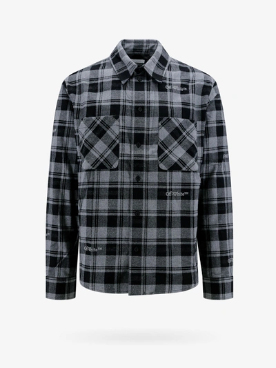 Off-white Flannel Shirt Check Pattern Logo In Black