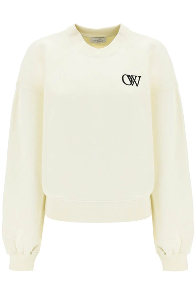 Shop Off-white Crew-neck Sweatshirt With Flocked Logo Women