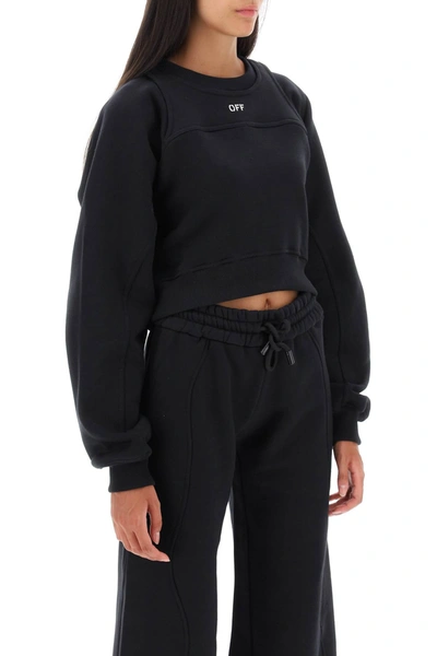 Shop Off-white Cropped Crew-neck Sweatshirt Women In Black