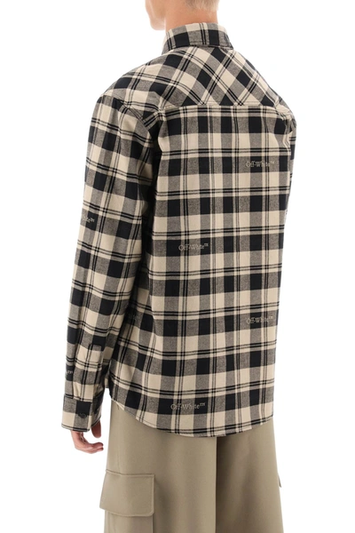 Shop Off-white Flannel Shirt With Logoed Check Motif Men In Multicolor