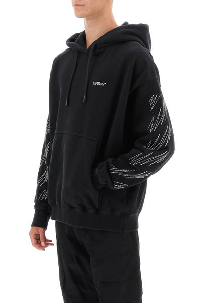 Shop Off-white Hoodie With Contrasting Topstitching Men In Black