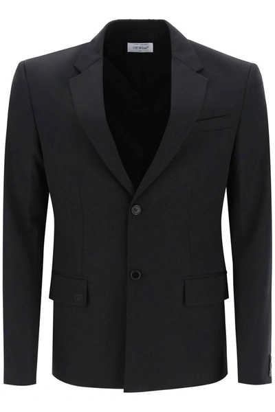 Shop Off-white Light-wool Single-breasted Jacket Men In Black
