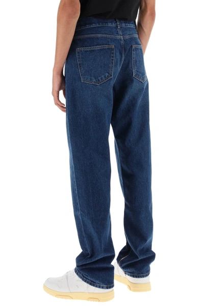 Shop Off-white Loose Fit Jeans With Vintage Wash Men In Blue