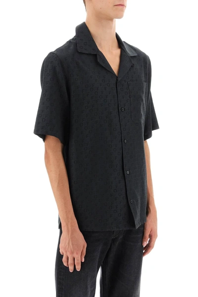 Shop Off-white Silk-cotton Short Sleeve Shirt Men In Black