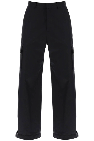 Shop Off-white Wide-leg Cargo Pants Men In Black