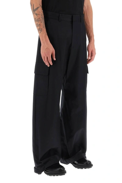 Shop Off-white Wide-leg Cargo Pants Men In Black