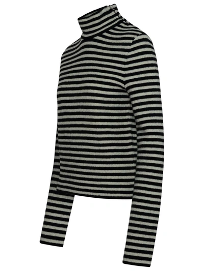 Shop Jil Sander Striped Turtleneck Sweater In Black