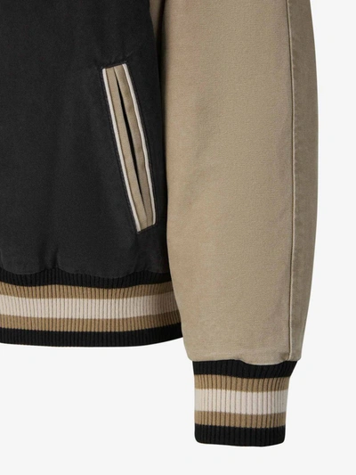 Shop Rhude Washed Canvas Varsity Jacket In Contrast Sleeves