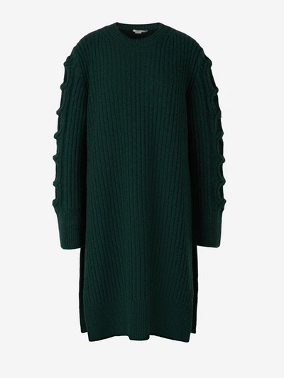 Shop Stella Mccartney Mini Knit Dress In Dark Green