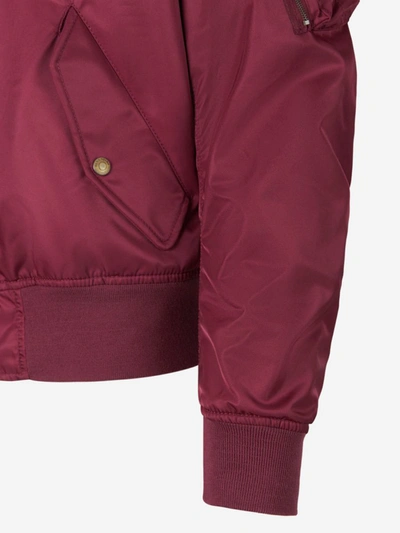Shop Valentino Reversible Bomber Jacket In Burgundy And Military Green