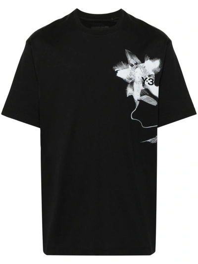 Shop Y-3 Adidas Logo Cotton T-shirt In Black
