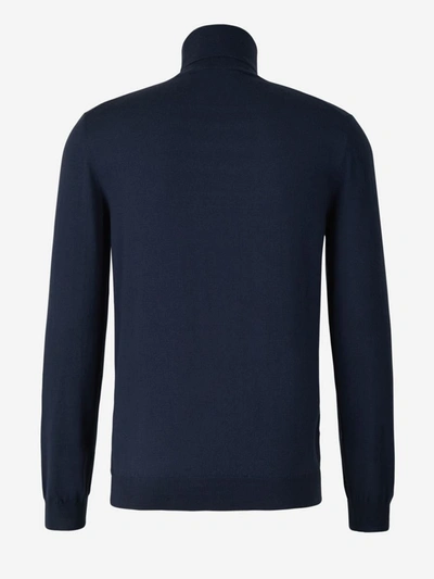 Shop Zanone Turtleneck Sweater In Indigo Blue