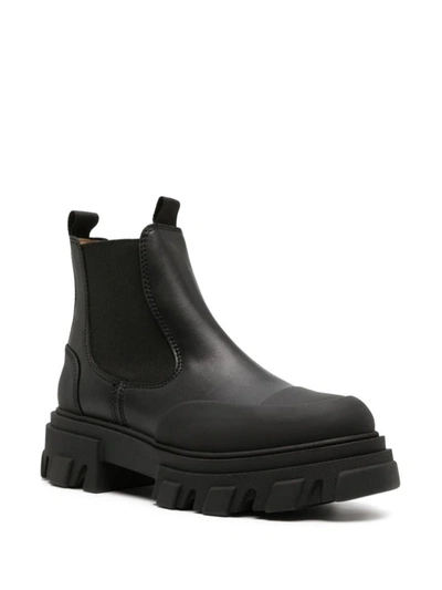 Shop Ganni Chelsea Low Leather Boots In Black