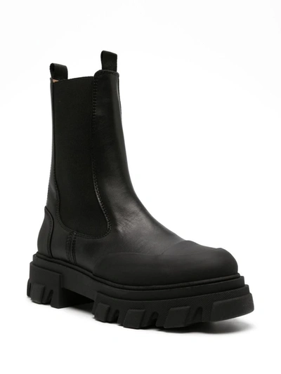 Shop Ganni Chelsea Mid Leather Boots In Black