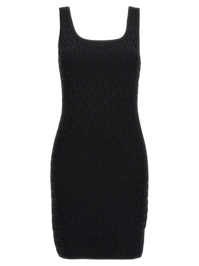 Shop Michael Michael Kors Jacquard Logo Dress Dresses In Black