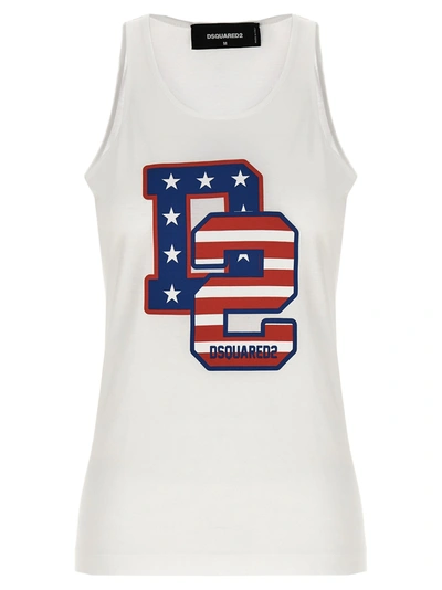 Shop Dsquared2 Logo Print Tank Top Tops In White