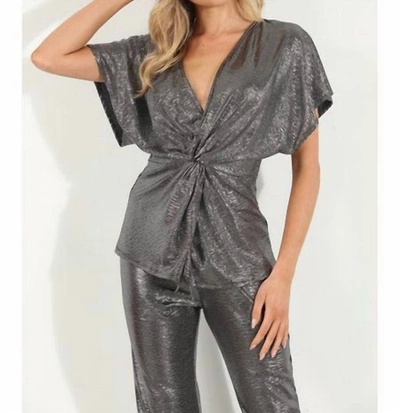Veronica M Trinity Holiday Top In Silver Foil In Silver