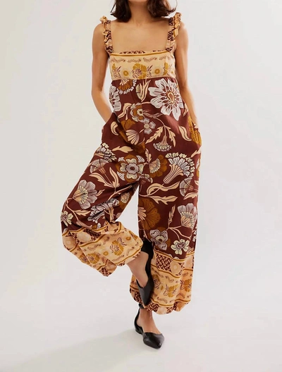 Shop Free People Bali Albright Jumpsuit In Coffee Combo In Multi