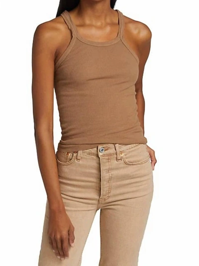 Shop Re/done Ribbed Tank In Caramel In Brown