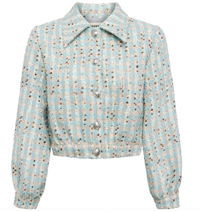 Shop L Agence Women's Bridges Tweed Jacket In Neutral/sage Multi Tweed