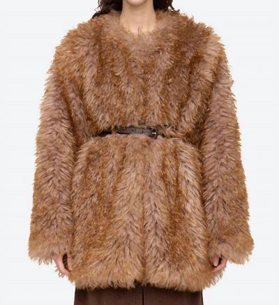 Sea Fifi Faux Fur Jacket In Brown