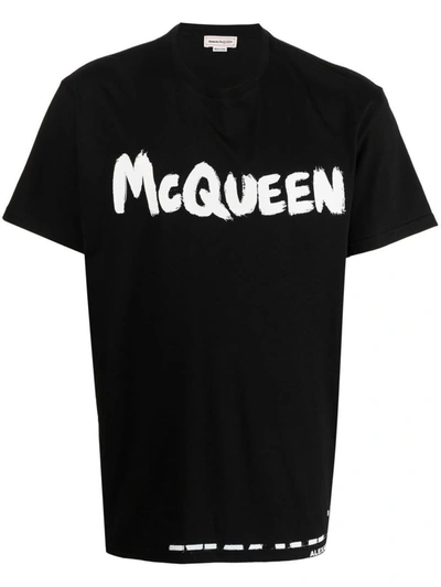 Shop Alexander Mcqueen T-shirt Logo Clothing In Black