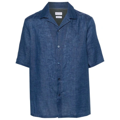 Shop Brunello Cucinelli Shirts In Blue