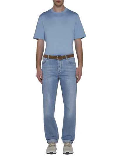 Shop Brunello Cucinelli T-shirts And Polos In Turquoise