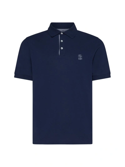 Shop Brunello Cucinelli T-shirts And Polos In Blu Prussia + Grigio