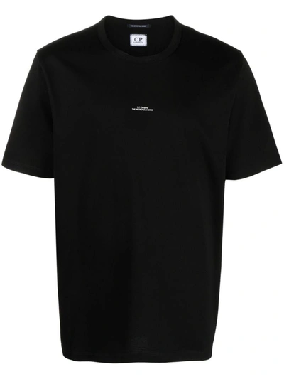 Shop C.p. Company Logo Cotton T-shirt In Black