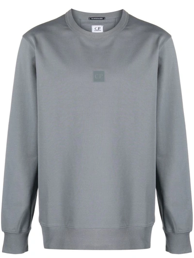 Shop C.p. Company Logo Cotton Sweatshirt In Grey