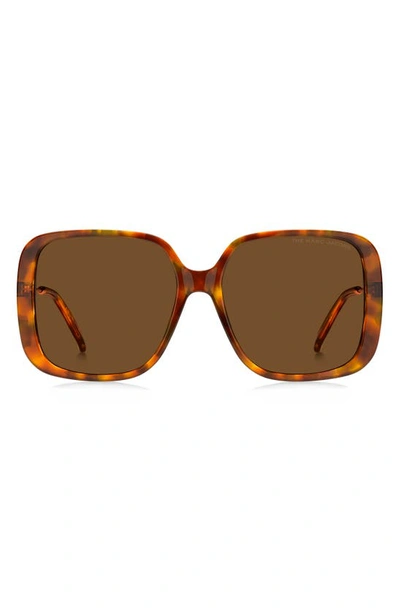 Shop Marc Jacobs 57mm Square Sunglasses In Havana Beige / Brown