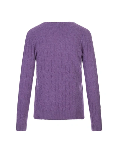 Shop Ralph Lauren Melange Wisteria Wool And Cashmere Braided Sweater In Purple
