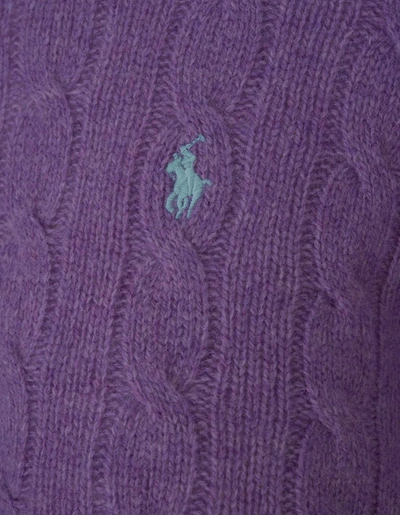 Shop Ralph Lauren Melange Wisteria Wool And Cashmere Braided Sweater In Purple
