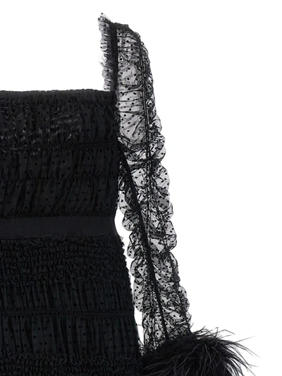 Shop Self-portrait 'black Dot Mesh Feather Midi' Dress