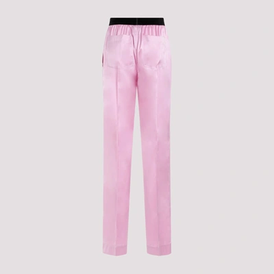 Shop Tom Ford Silk Satin Pijama Pants In Pink & Purple