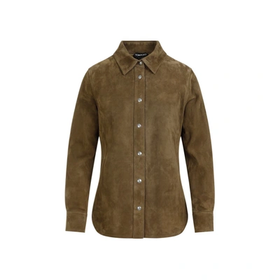 Shop Tom Ford Soft Suede Shirt In Brown