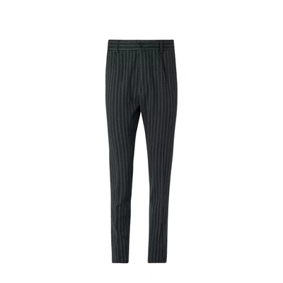 Shop Dolce & Gabbana Tapered Pinstriped Trousers In Gray