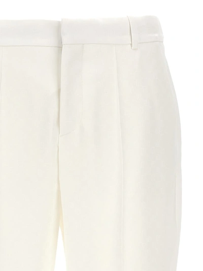 Shop Balmain 'monogramma' Satin Pants In White