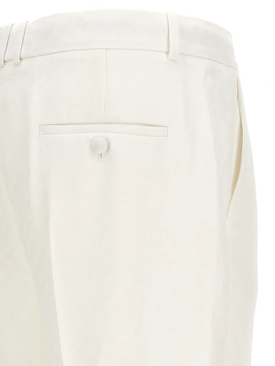Shop Balmain 'monogramma' Satin Pants In White