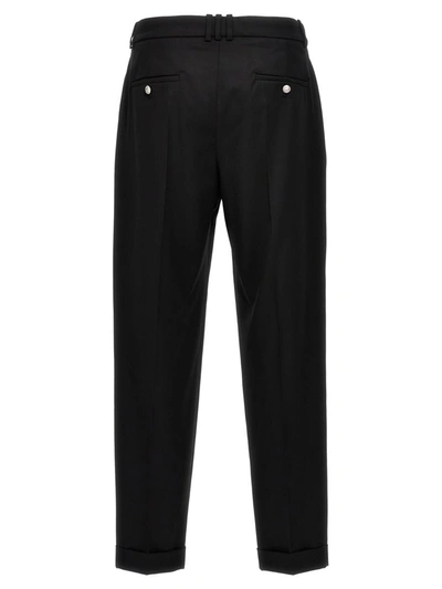 Shop Balmain Wool Tailored Trousers In Black