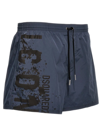 Shop Dsquared2 Midi Boxer Shorts In Blue