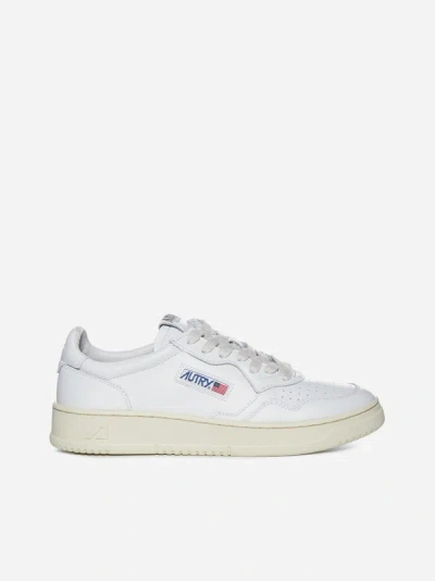 Shop Autry Medalist Leather Low Sneakers In White