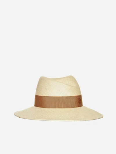 Shop Maison Michel Virginie Straw Fedora Hat In Natural,beige
