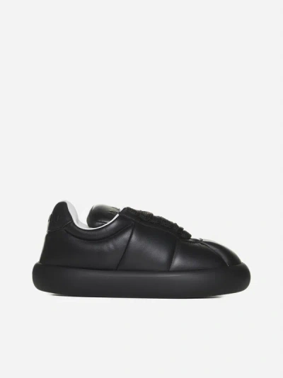 Shop Marni Leather Sneakers In Black